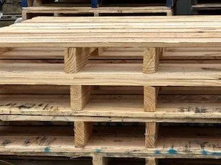 Close-up of stacked wooden pallets